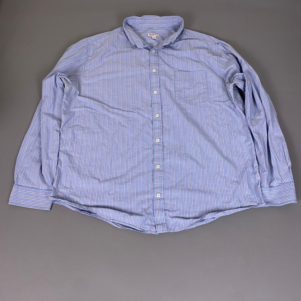 Merona Button Up Shirt Men's Size XL Blue Pastel Vertical Stripe 100% Cotton
